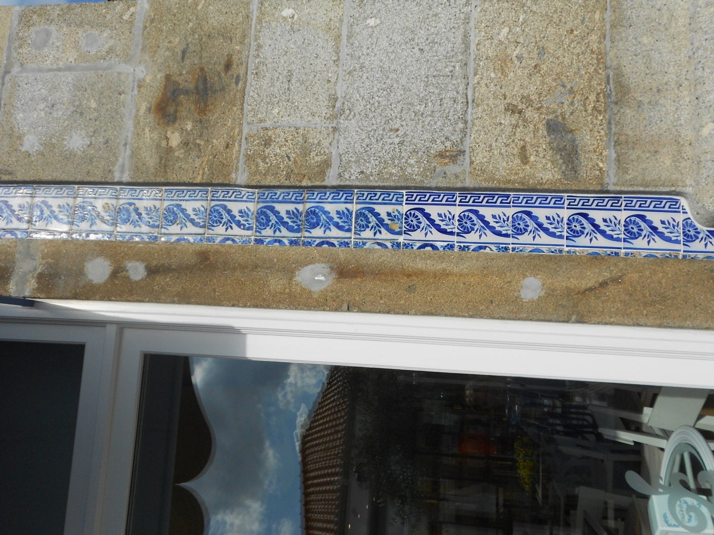 Hoops Earrings Tile Portugal Atrio Stainless Steel Flat Bottom Antique Azulejo 1.50" BRAgA Blue Border! Hypo Allergenic