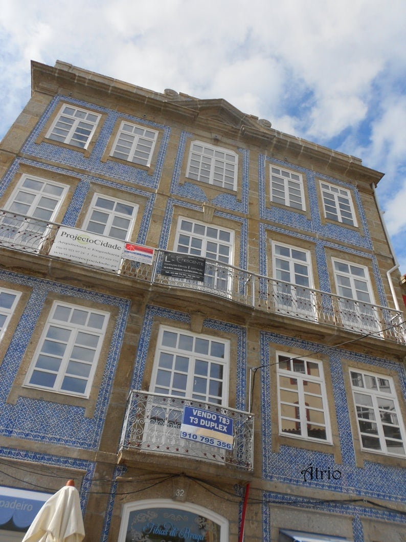 Stud Earrings Tile Atrio Portugal Antique Azulejo Tile Blue - Church of Mercy PoRTO SOLID Stainless Steel Post Ships from USA 585 Small