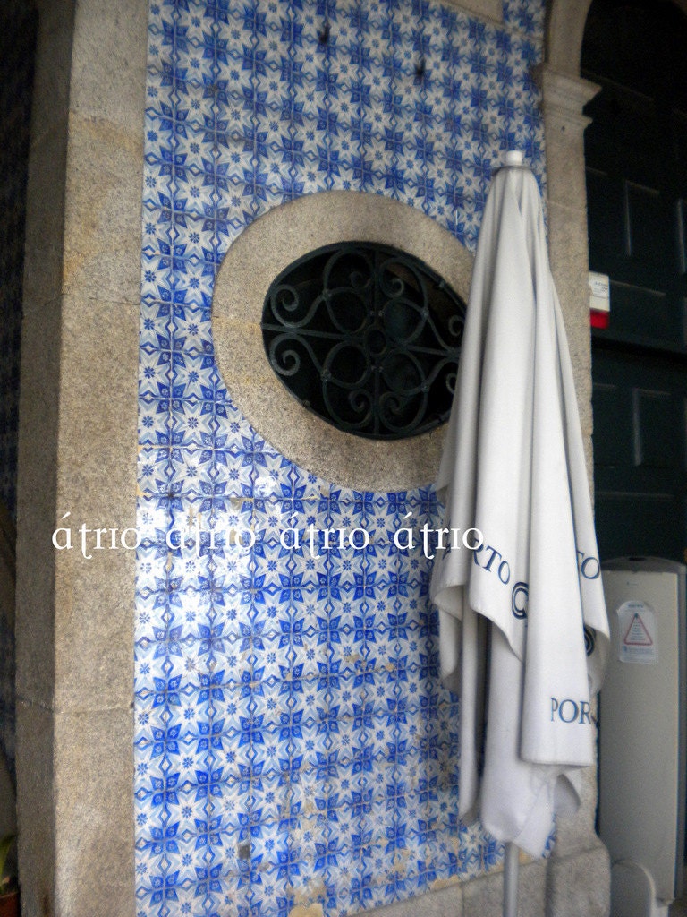 Stud Earrings Atrio Tile Portugal Blue Azulejo - SOLID Stainless Steel - Gift Box Included - Ships from USA Minimal 719