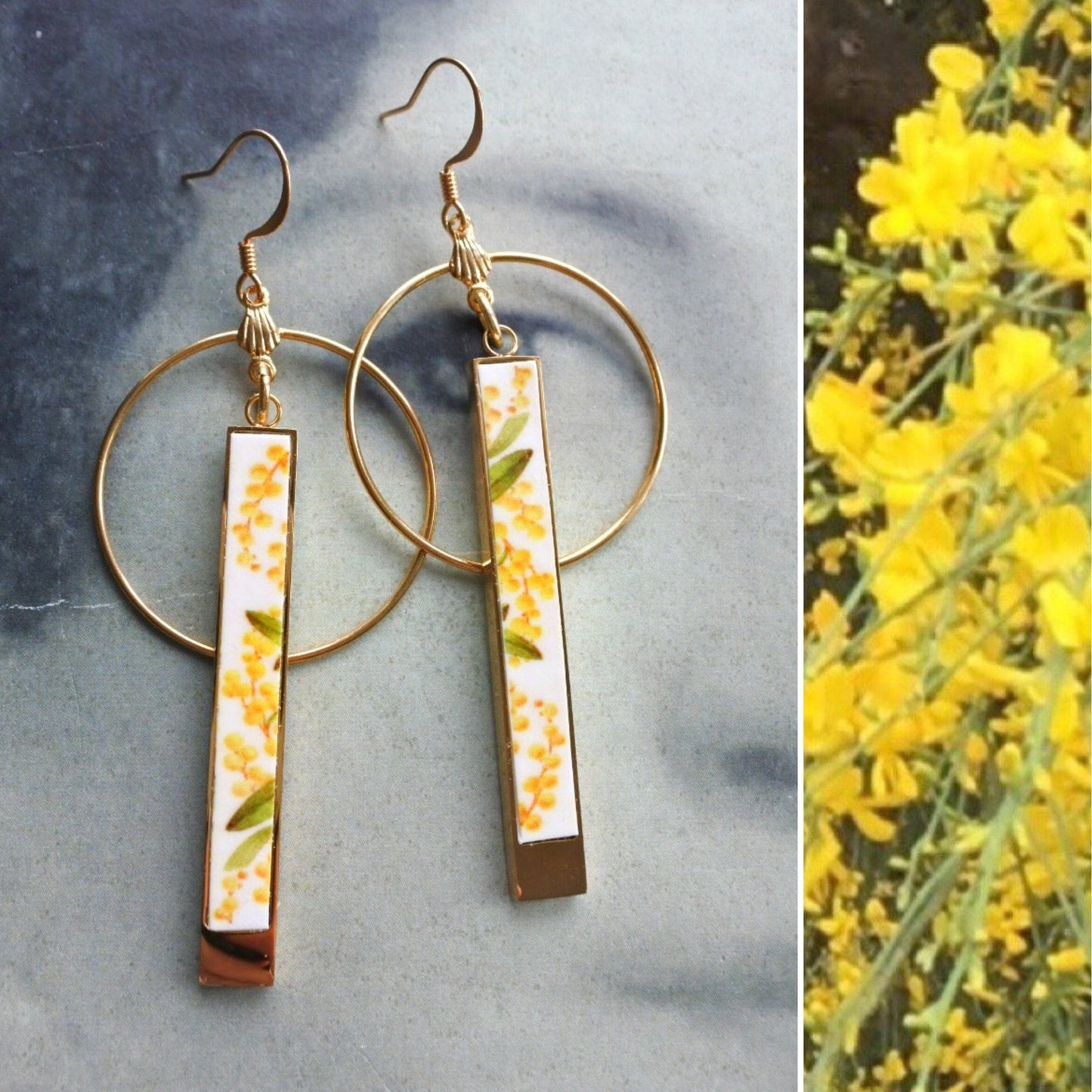 Atrio Earrings Circle Bar MIMOSA Atrio Matchstick Portugal Azulejos Stainless Steel Minimal Gift Box USA ShIPPING Reversible 2 Options