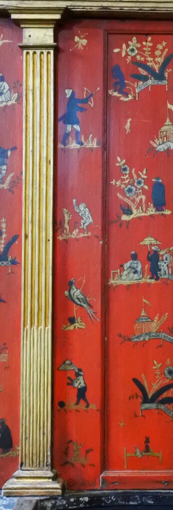 Atrio Hoop Earrings Leopard Chinoiserie Asian Red Fresco Bird Portugal Aveiro Convent Safari Gold Tone Stainless Steel Flat bottom 1"