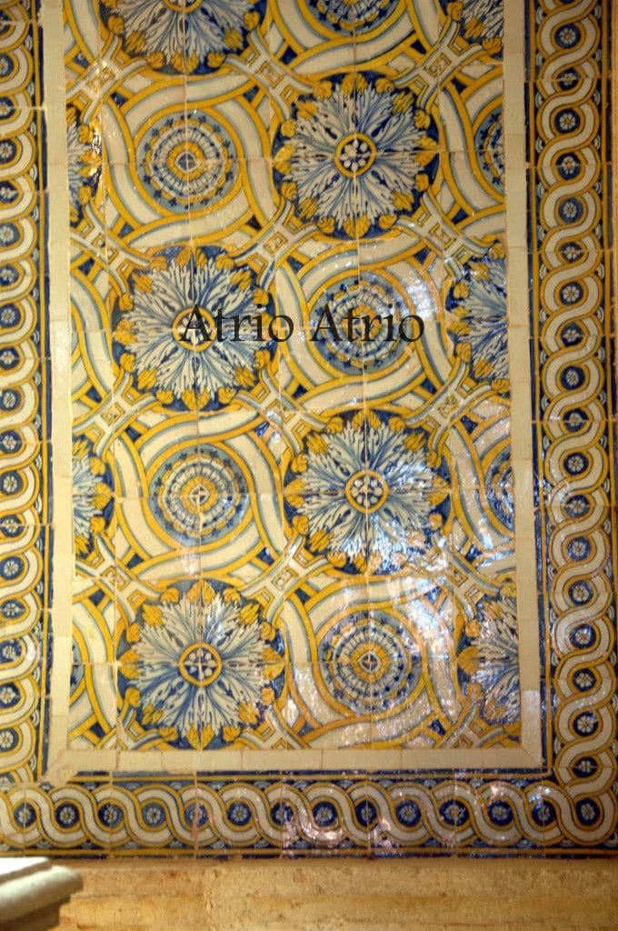 Stud Earrings Portugal Tile Atrio SOLID STAINLESS Steel 17th Century Gold Blue Azulejo - Tomar Convent of Christ built in 1160 Majolica 641