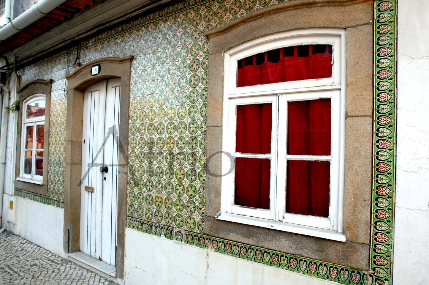 Atrio Stud Earrings Portugal Tile Green Small SOLID Stainless Steel Posts Antique Azulejo Ovar Ships from USA - Gift Box Included 623
