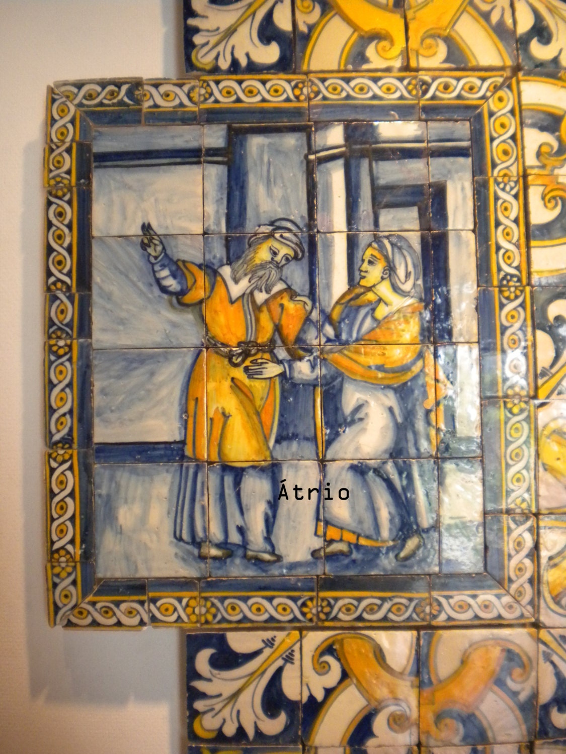 Hoop Atrio Earrings Portugal Tile Stainless Steel Pinterest Antique Azulejo 17th century Lisbon 1.50" Gift Box Included USA Shipping