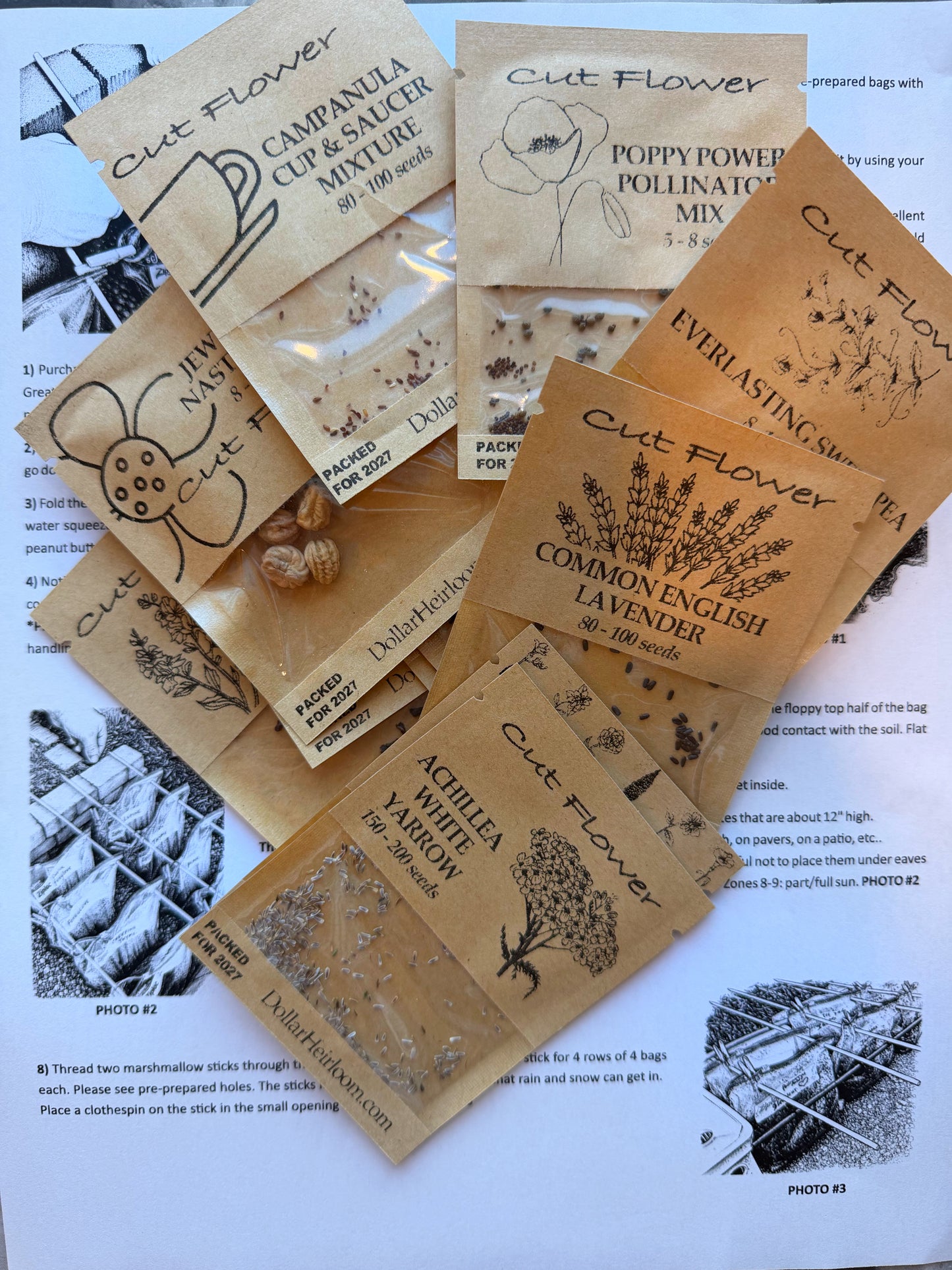 16 Seeds Packets for Winter Sowing, plus Instructions 1530 Seeds!