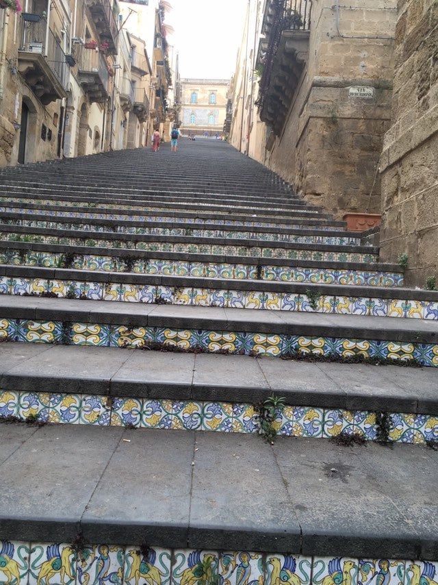 Atrio Earrings Hoop Tile Italy Italian Caltagirone Sicily Stairs Chandelier Majolica Maiolica Pottery - 142 Ceramic Steps   USA Shipping