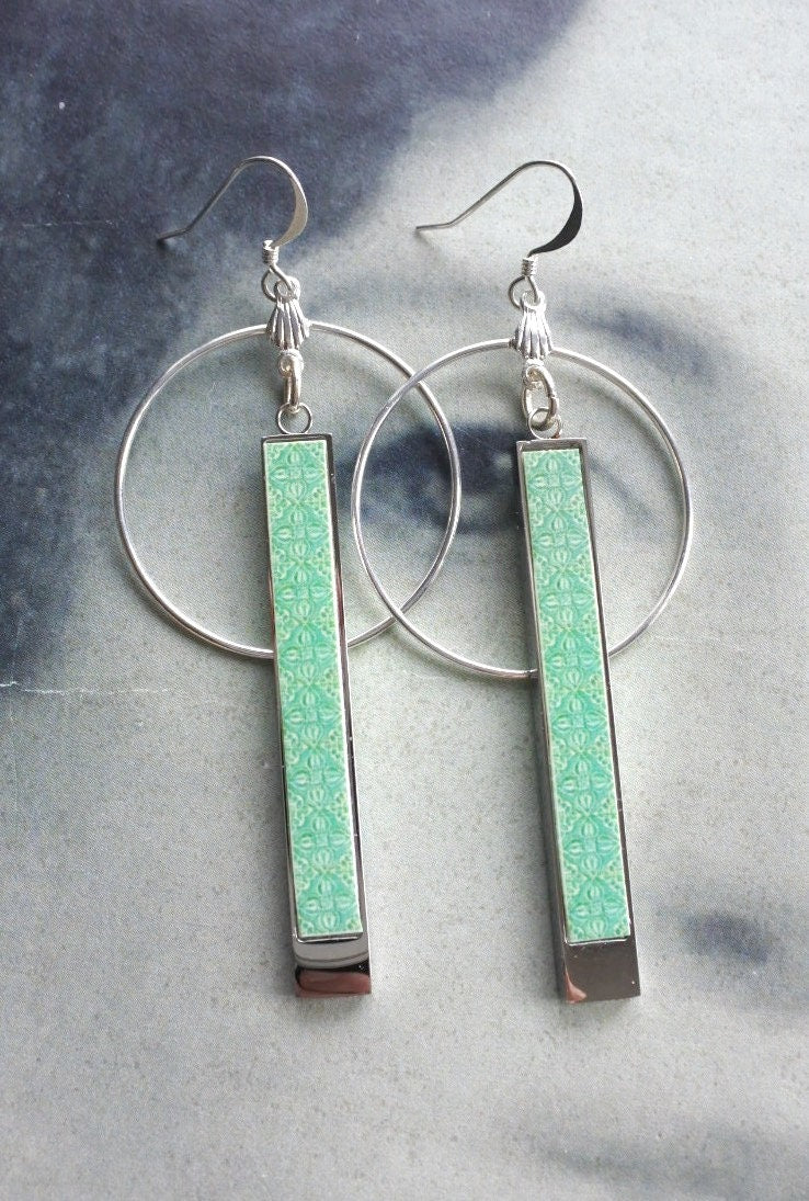 Earrings Atrio Matchstick Circle Bar Portugal Tile Turquoise Azulejo Caldas da Rainha  Gift Boxed  Hypo Allergenic minimal 2 Options