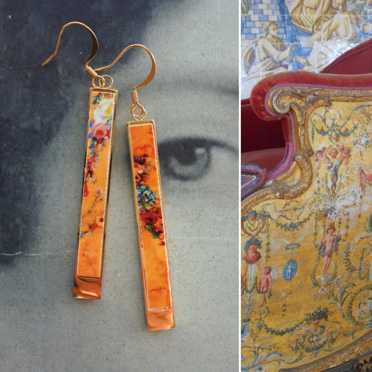 Atrio Earrings Matchstick Bar Frescoes DONA MARIA Queen of Portugal - Palace of Queluz,  Neoclassic Versailles Renaissance Tuscan