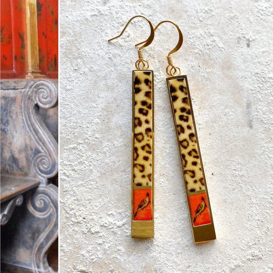 Earrings Atrio Leopard Chinoiserie Matchstick Bar Asian Red Frescoes  Portugal Aveiro Convent Porcelain