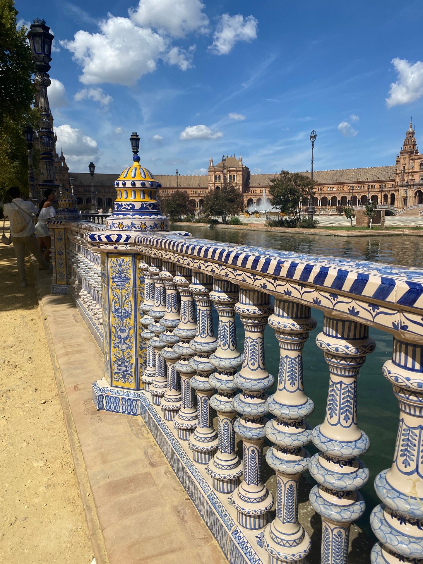 Spanish Hoop Tile Earrings Spain Earrings Plaza de Espana Seville Tile  earrings Atrio Tiles Boho  Atrio Tile ethnic Earrings Blue yellow 1”