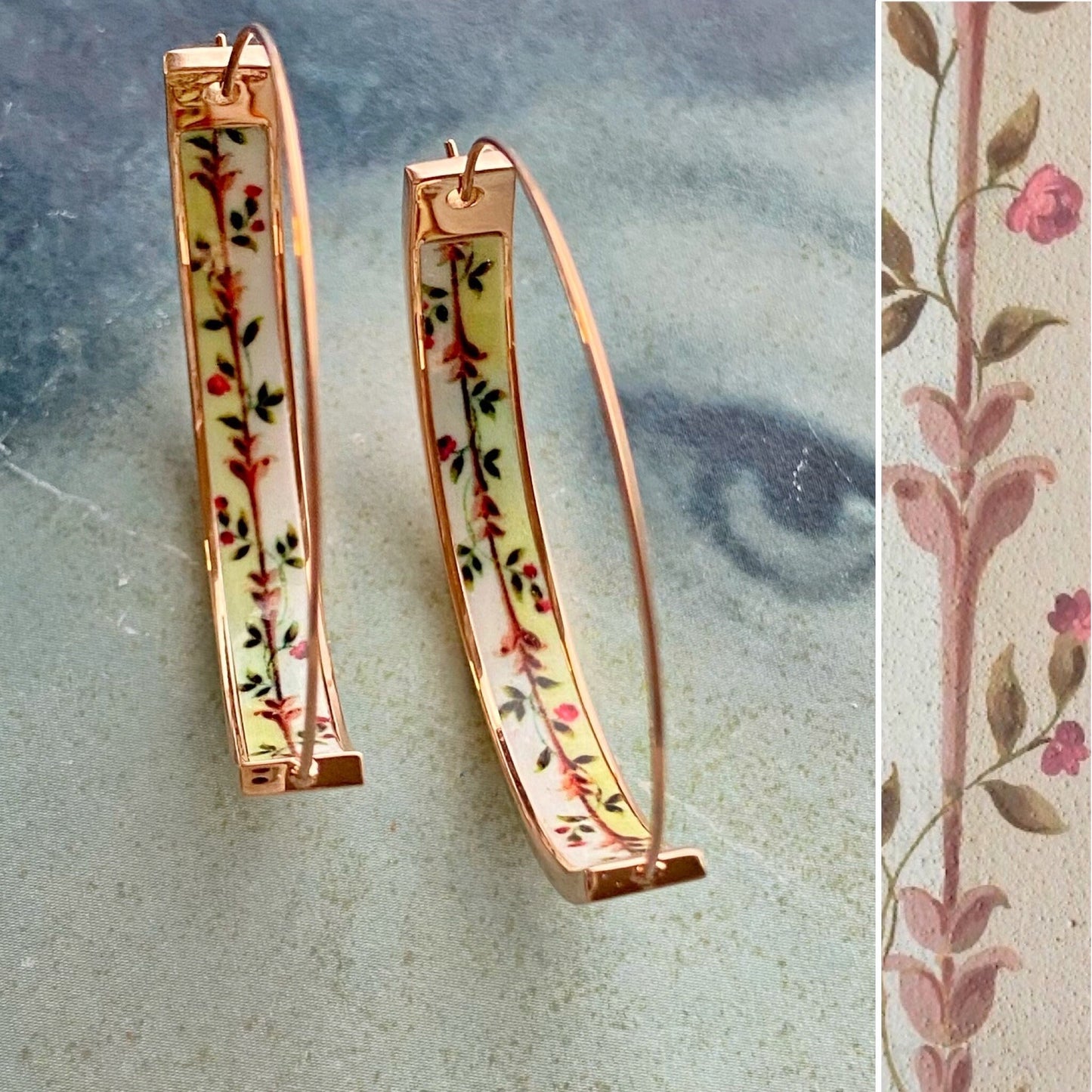 Atrio Earrings Hoop Earring Rose Gold Frescoes DONA MARIA Queen of Portugal - Palace of Queluz Versailles Renaissance Mother's day Earrings