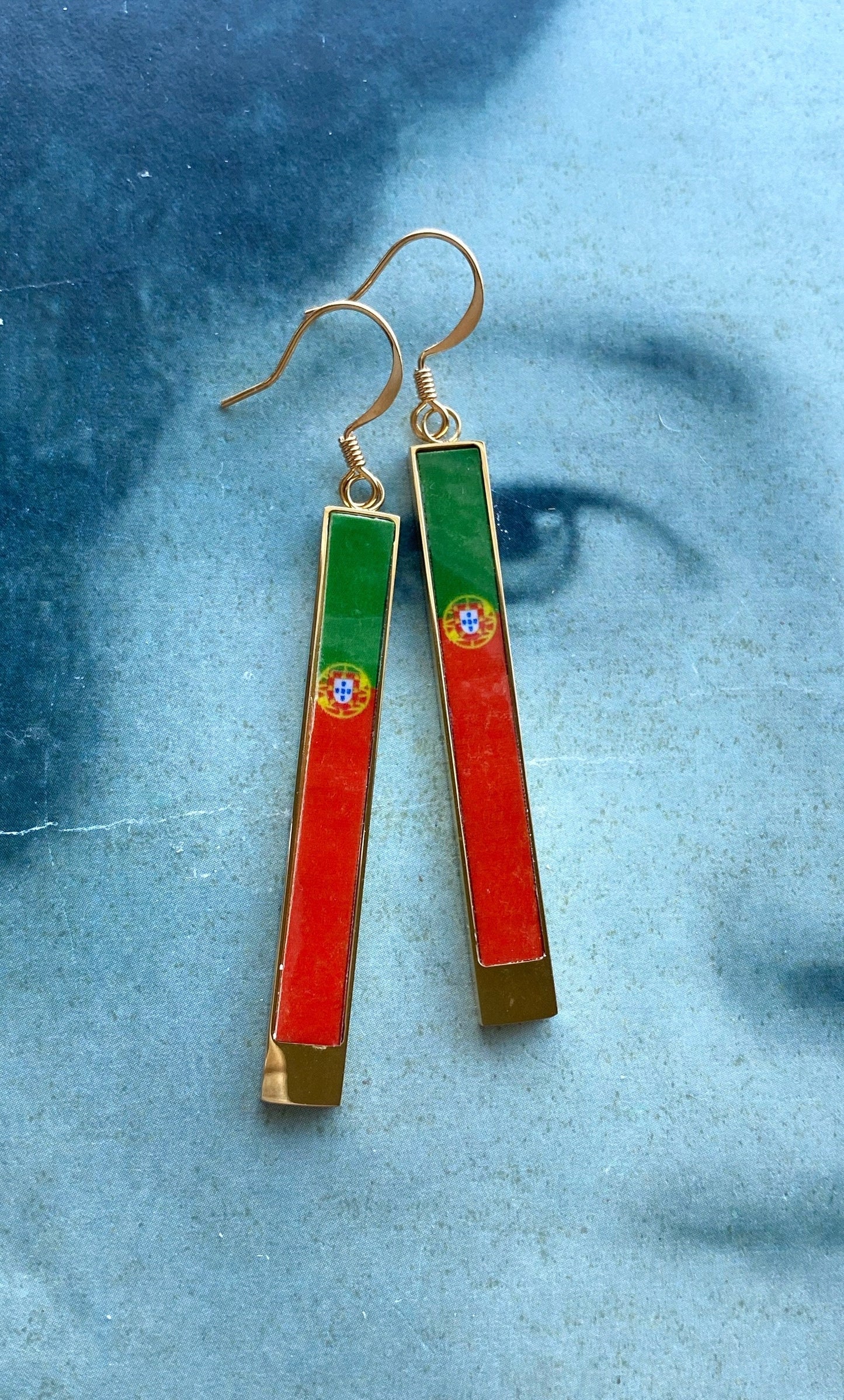 Atrio Earrings Matchstick Bar Portuguese Flag Portugal Earrings Portuguese Earrings